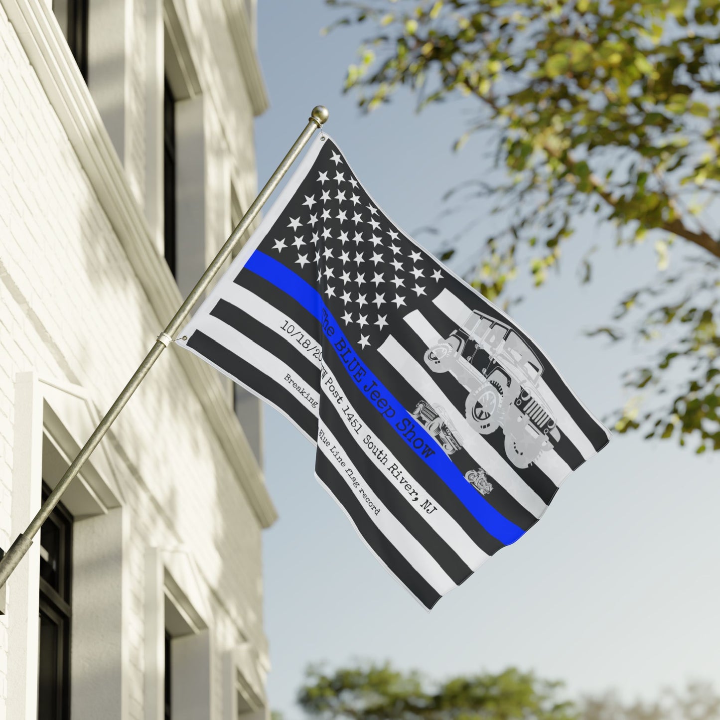 LEO Double-Sided Flag, JEEP Show Flag, Thin Blue Line Flag, Law Enforcement Tribute, Outdoor Décor, Flag for Celebrations
