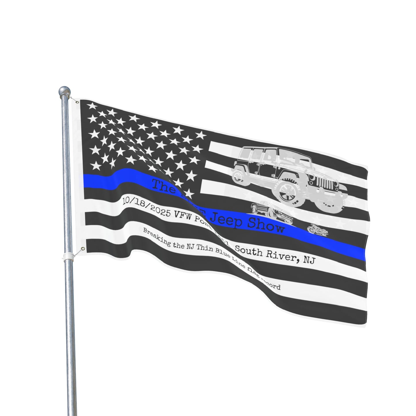 LEO Double-Sided Flag, JEEP Show Flag, Thin Blue Line Flag, Law Enforcement Tribute, Outdoor Décor, Flag for Celebrations