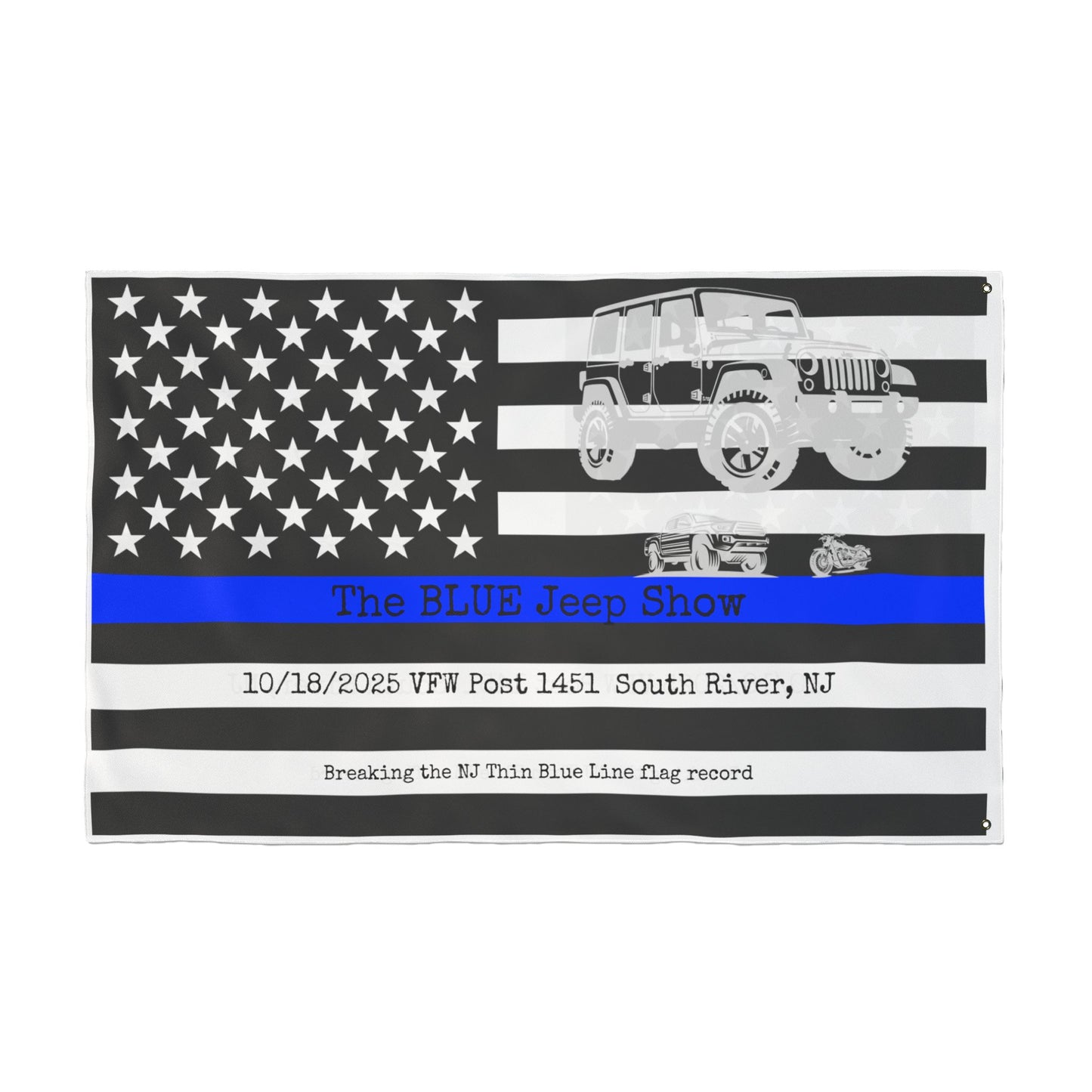 LEO Double-Sided Flag, JEEP Show Flag, Thin Blue Line Flag, Law Enforcement Tribute, Outdoor Décor, Flag for Celebrations