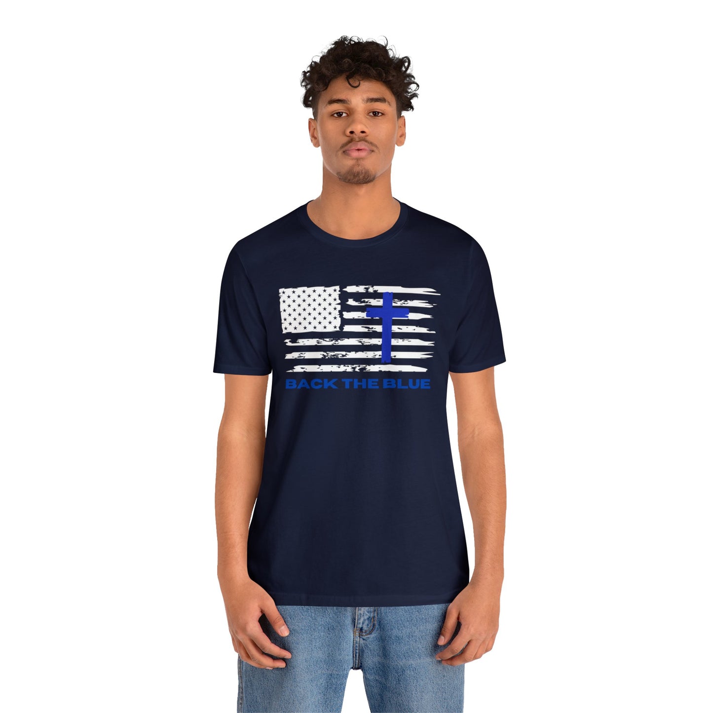 American Flag Back the Blue with Cross Shirt