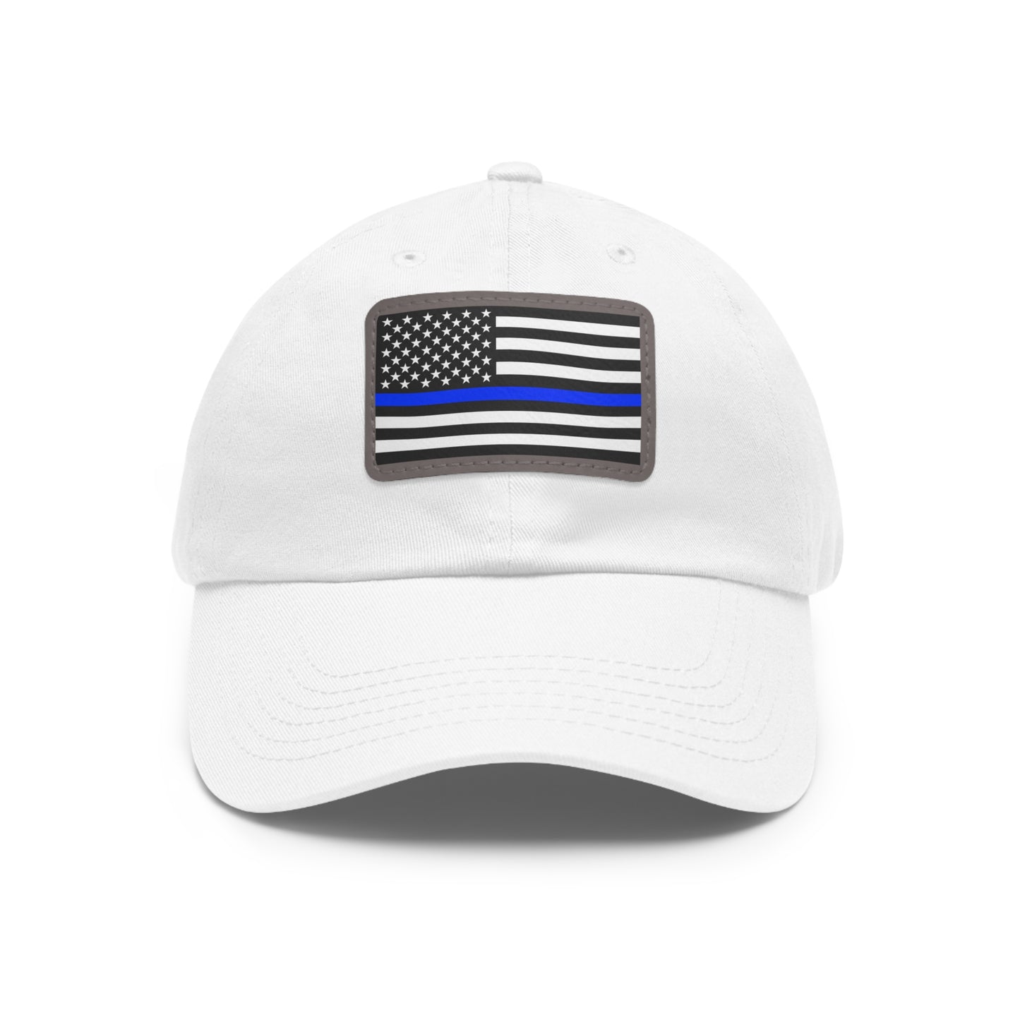 Thin Blue Line Hat with Leather Patch (Rectangle)