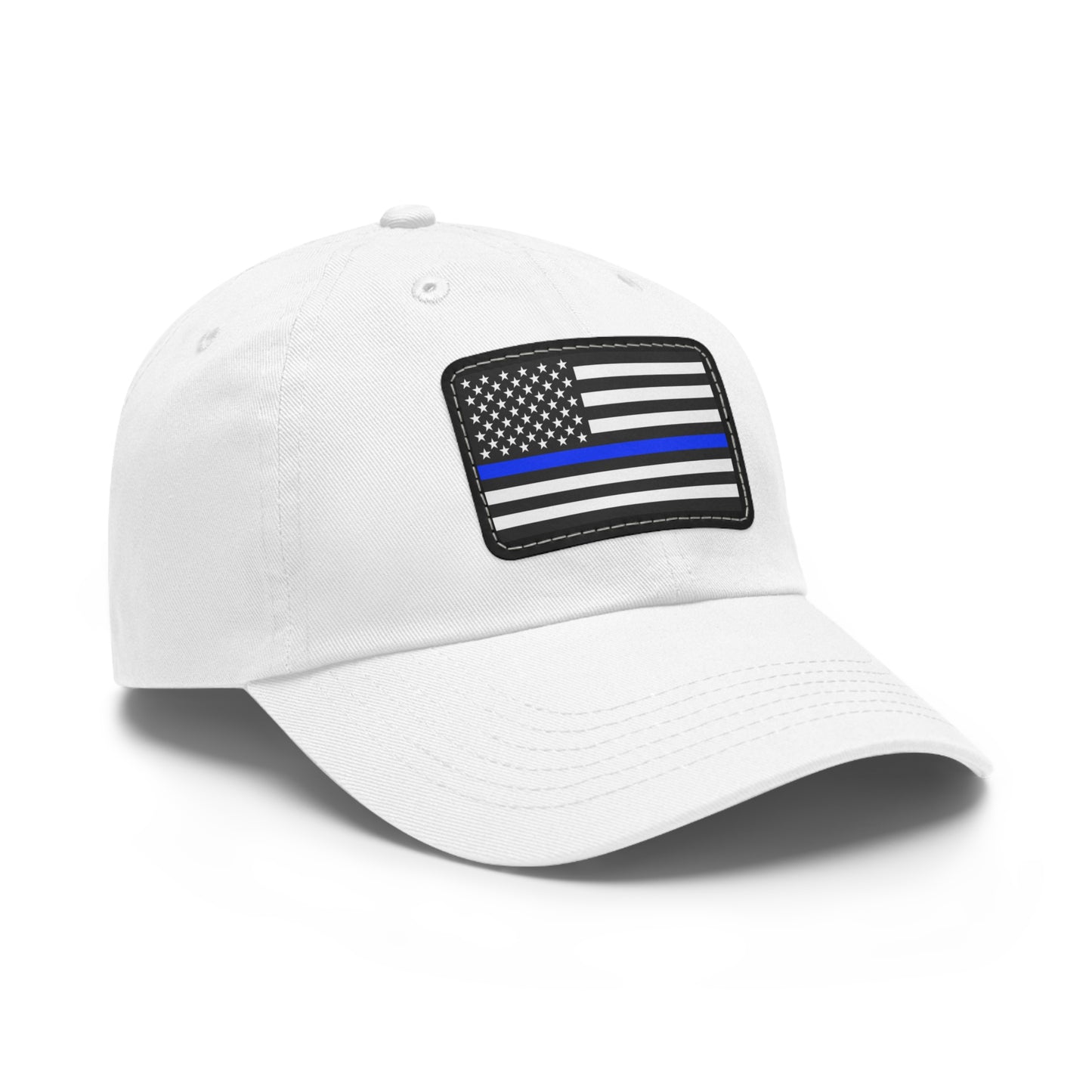 Thin Blue Line Hat with Leather Patch (Rectangle)