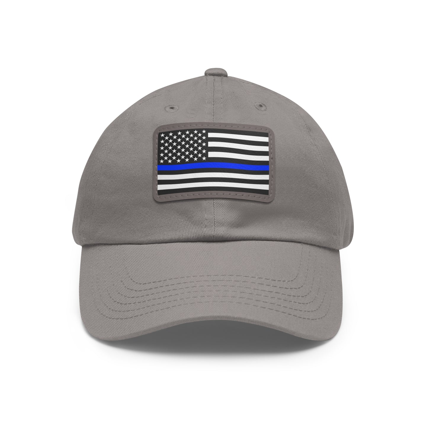 Thin Blue Line Hat with Leather Patch (Rectangle)