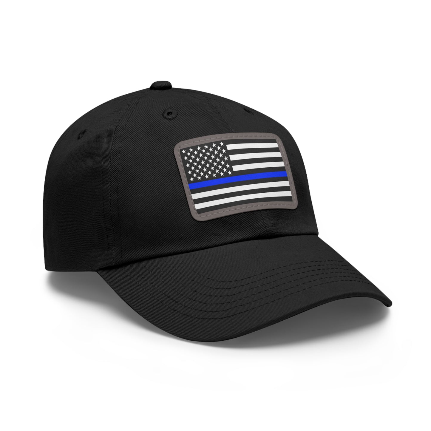 Thin Blue Line Hat with Leather Patch (Rectangle)