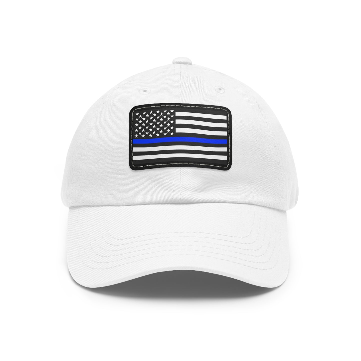 Thin Blue Line Hat with Leather Patch (Rectangle)