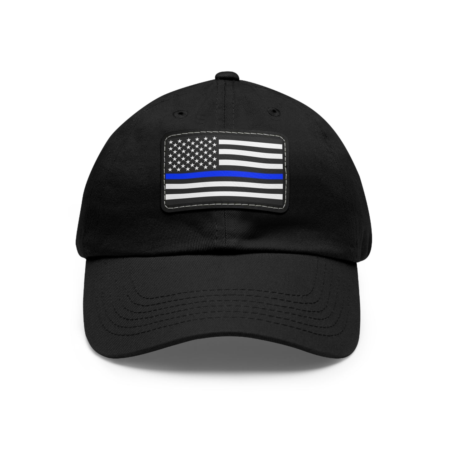 Thin Blue Line Hat with Leather Patch (Rectangle)