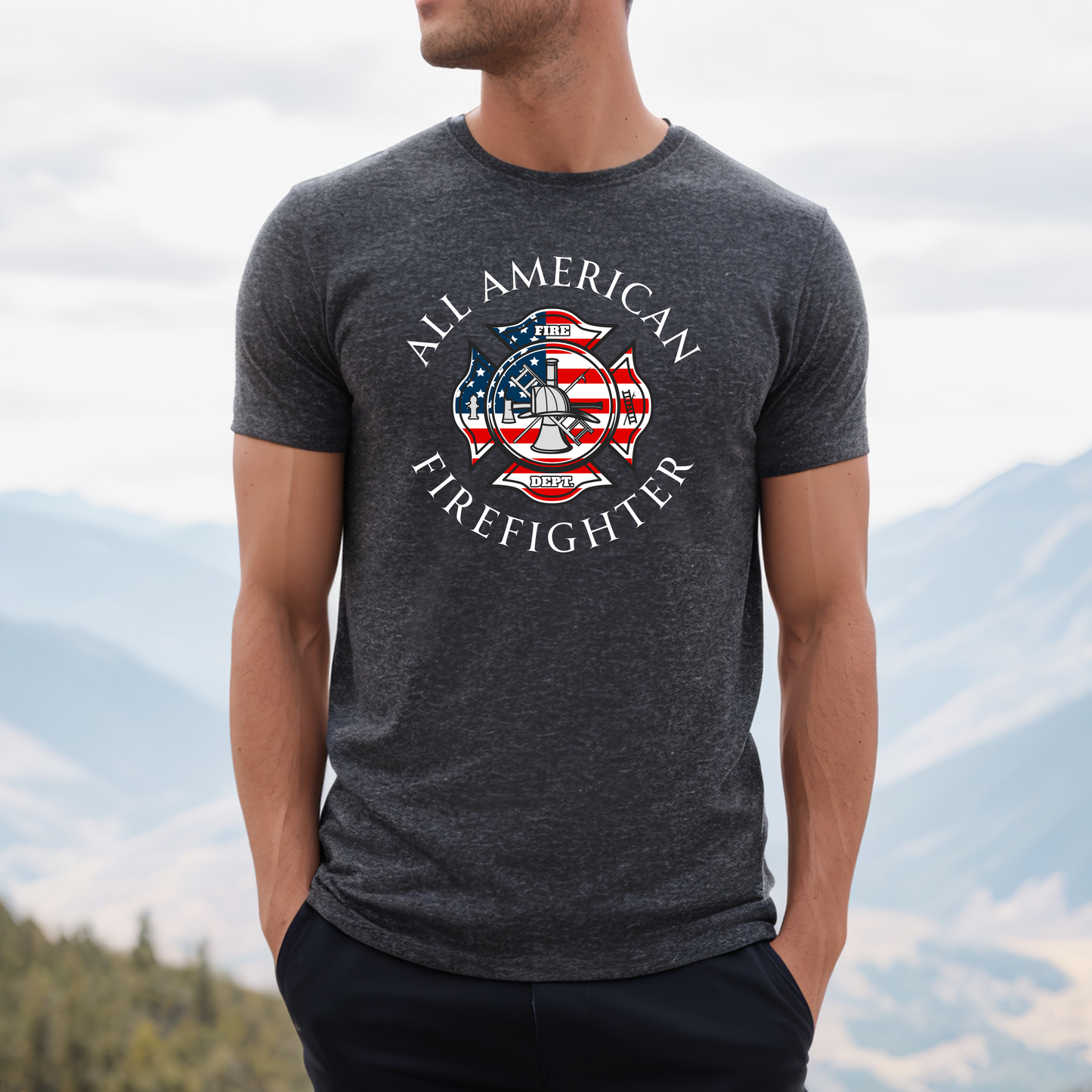 All American Firefighter Shirt, Firefighter shirt, Patriotic Firefighter Shirt