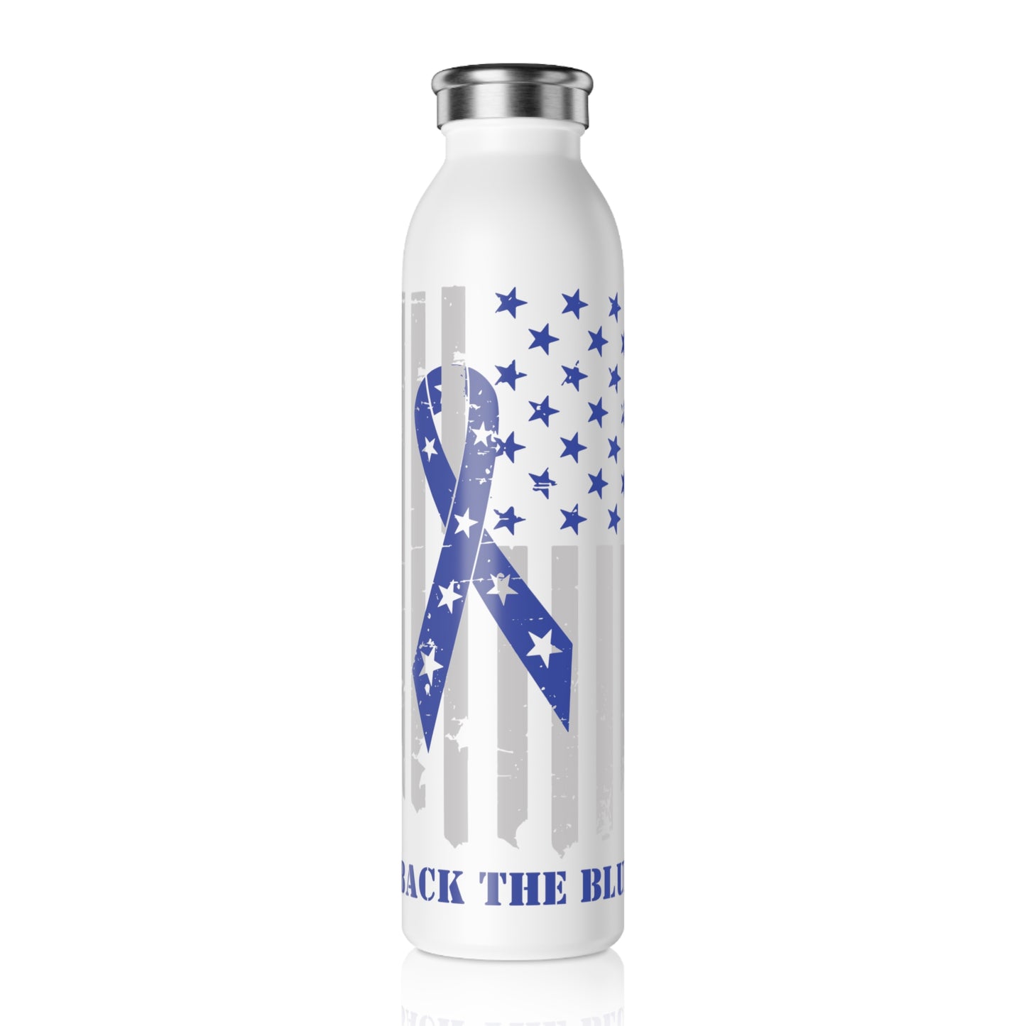 Back the Blue Thin Water Bottle