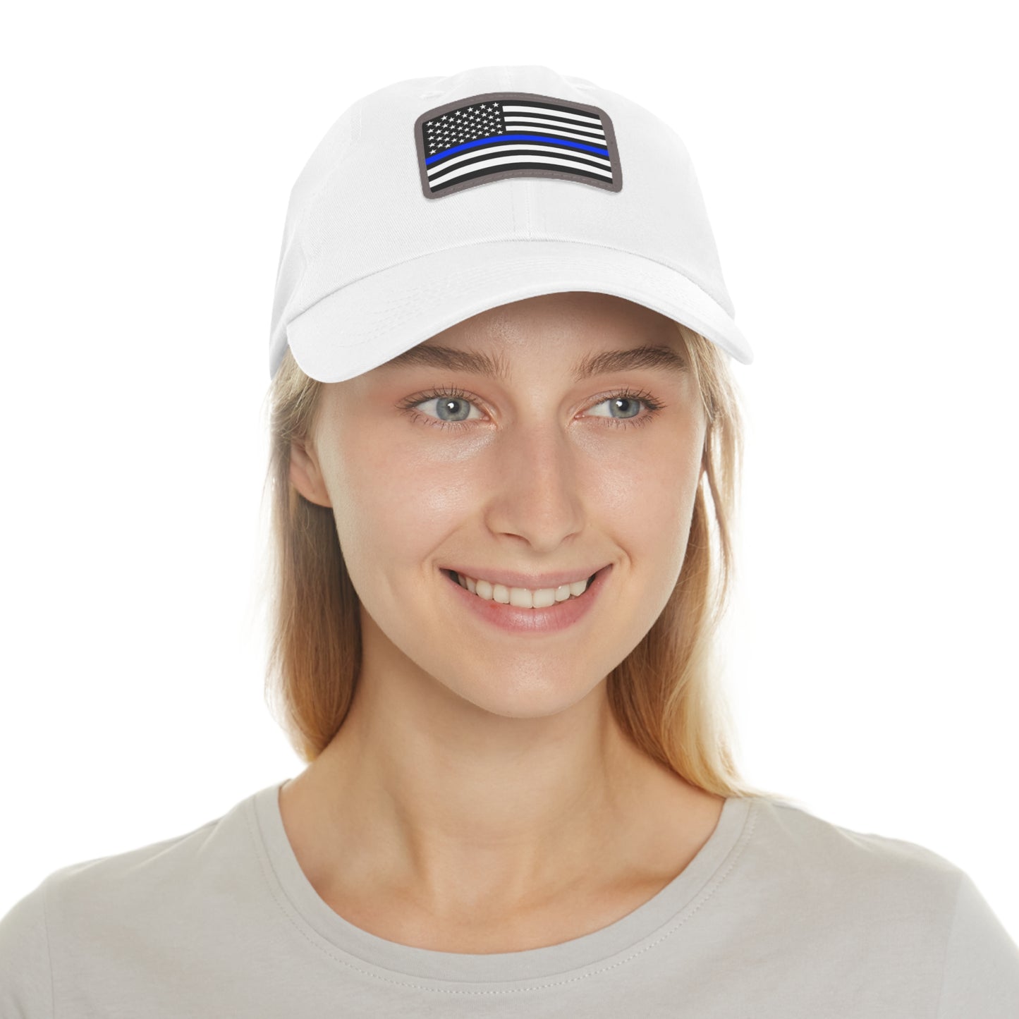 Thin Blue Line Hat with Leather Patch (Rectangle)